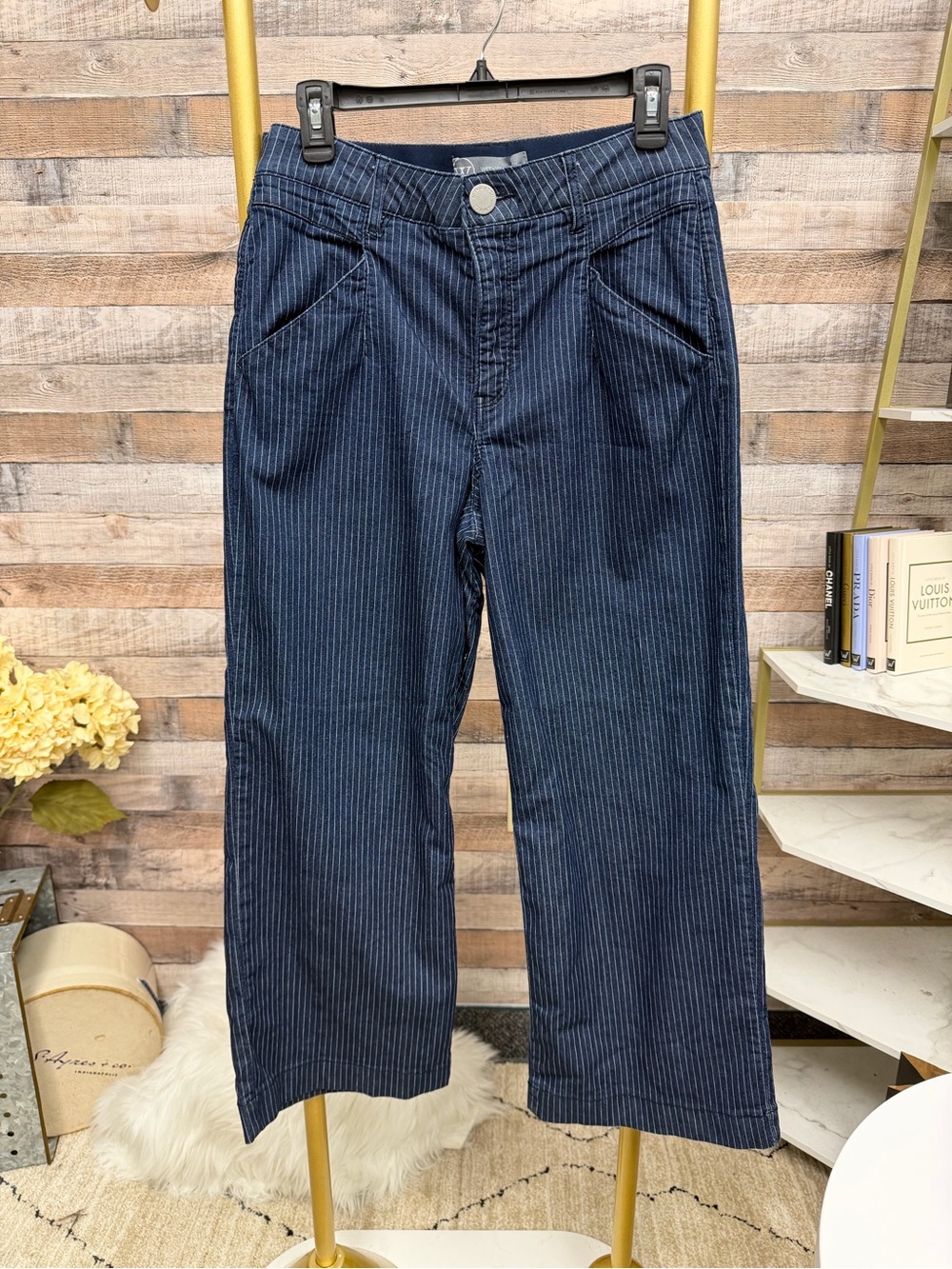 Wit & Wisdom navy with pinstripe wide leg trouser 8